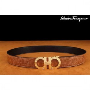 Ferragamo Special Edition Adjustable Leather Double Gancini Buckle Belt 001 For Men