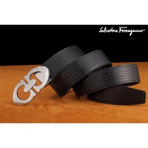 Ferragamo Special Edition Adjustable Leather Double Gancini Buckle Belt 006 For Men