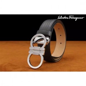 Ferragamo Special Edition Adjustable Leather Double Gancini Buckle Belt 011 For Men