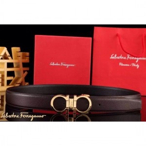 Ferragamo Special Edition Adjustable Leather Double Gancini Buckle Belt 015 For Men