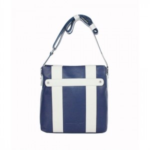 Ferragamo Blue Leather Small Messenger Bag For Men