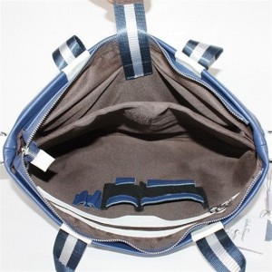 Ferragamo Blue Leather Logo Front Large Tote Bag For Men
