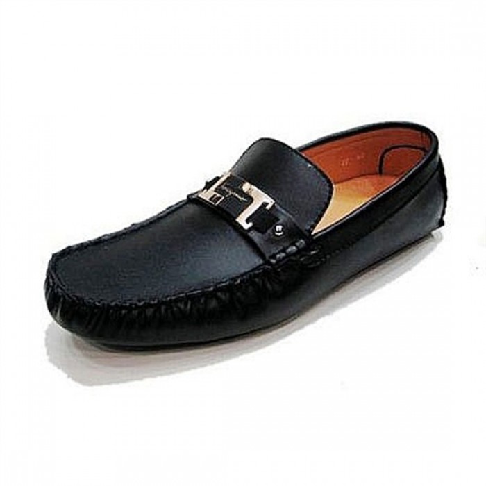 Ferragamo Shoes Loafers Buckle Leather Coffee For Men