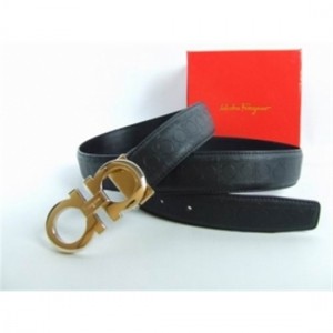 Discount Ferragamo Stylish Reversible Logo Belt Leather Gold Black For Men