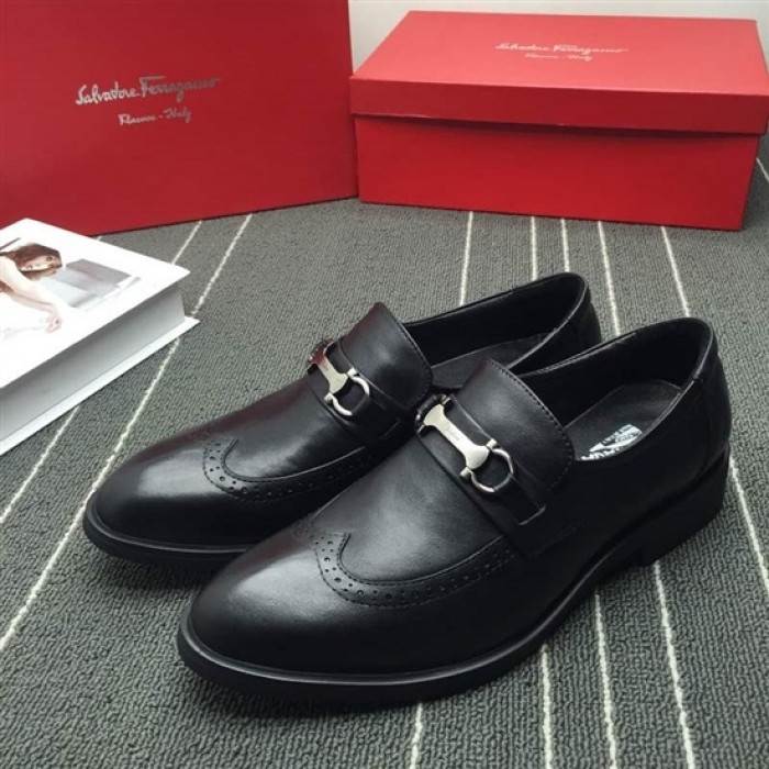 Ferragamo Derby Shoes In Black For Men