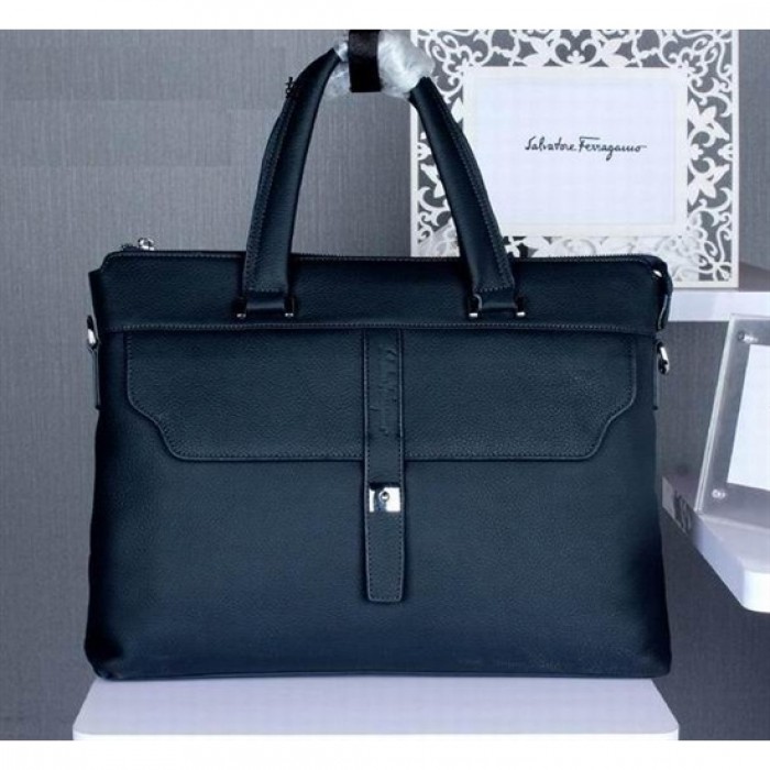 Ferragamo Grained Briefcase Blue Bag TH-S912 For Men