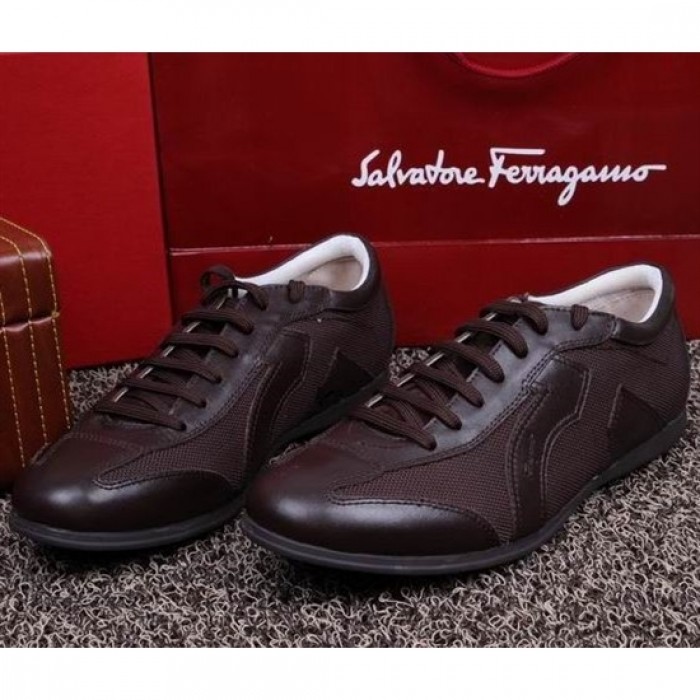 Salvatore Ferragamo Gancio Sneakers In Coffee Color For Men