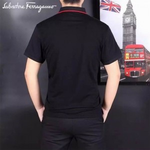 Ferragamo Short Polo T-Shirt in black Cheap Sale For Men