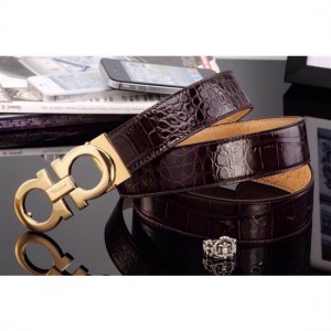 Ferragamo Gentle Monster leather belt with double gancini buckle GM030 For Men