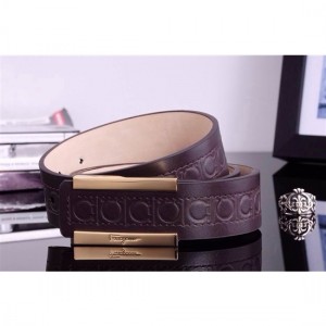 Ferragamo Gentle Monster leather belt with double gancini buckle GM054 For Men