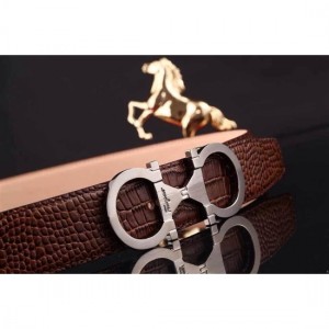 Ferragamo Gentle Monster leather belt with double gancini buckle GM058 For Men
