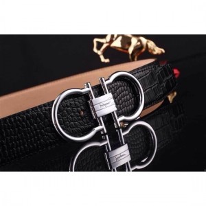 Ferragamo Gentle Monster leather belt with double gancini buckle GM061 For Men