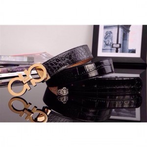 Ferragamo Gentle Monster leather belt with double gancini buckle GM121 For Men