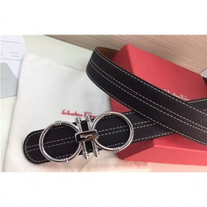 Ferragamo Gentle Monster leather belt with double gancini buckle GM178 For Men