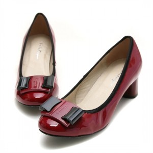 Ferragamo My Flair Shoes Red Leather Pumps For Women