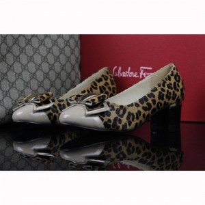 Ferragamo Leopard Vara Cap Toe Mid-Heel Pumps For Women