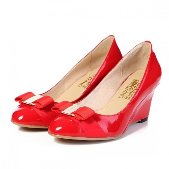 Ferragamo wedges shoes in red color 284 For Women