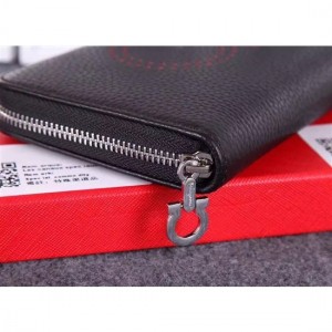 Ferragamo zip around wallet black&red online For Women