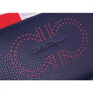 Ferragamo zip around wallet dark blue&red For Women