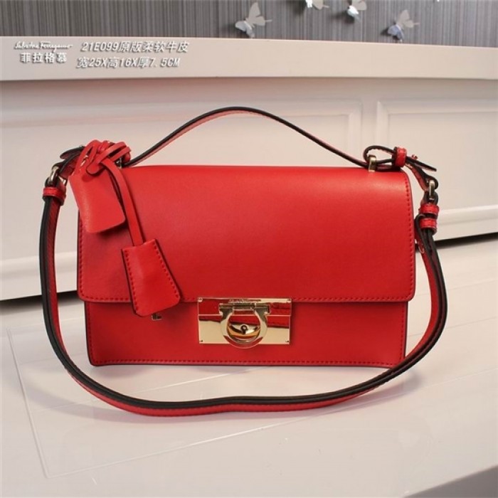 Ferragamo small Gancio Lock Shoulder bag red SFS-UU264 For Women