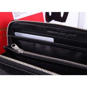 Ferragamo zip around wallet black Outlet For Women
