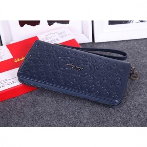 Ferragamo zip around wallet dark blue For Women