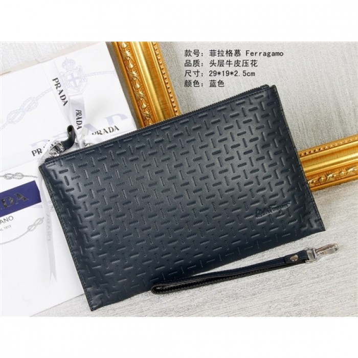 Ferragamo pouch wallet dark blue new style For Women