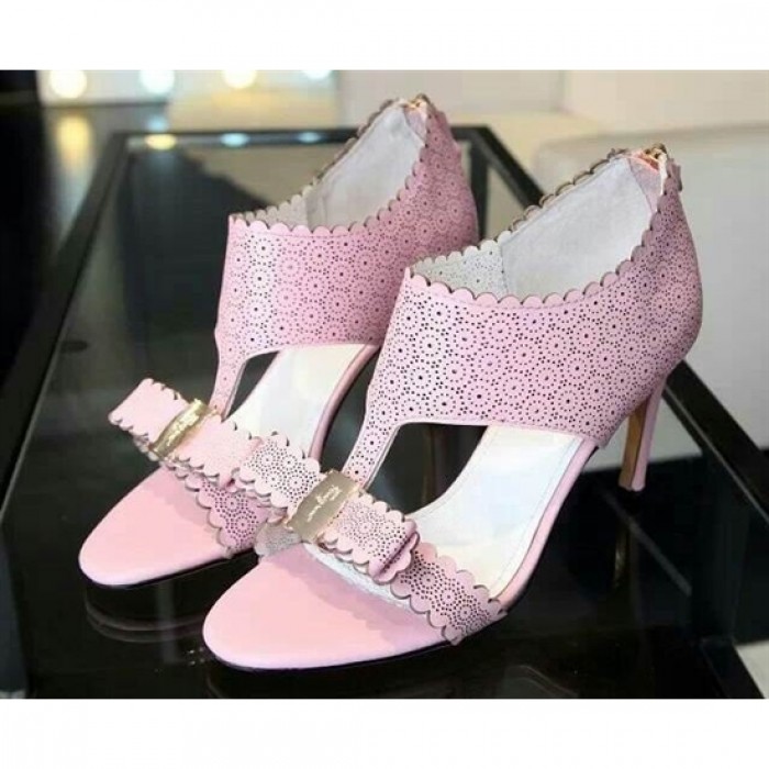Ferragamo Ankle-Strap Lace Vara Sandals Pink For Women