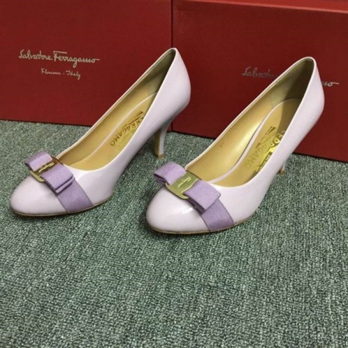 Ferragamo Carla Heels Lavender Pumps Shoes For Women
