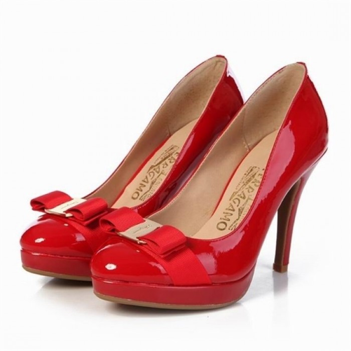 Ferragamo Platform Heel Red For Women